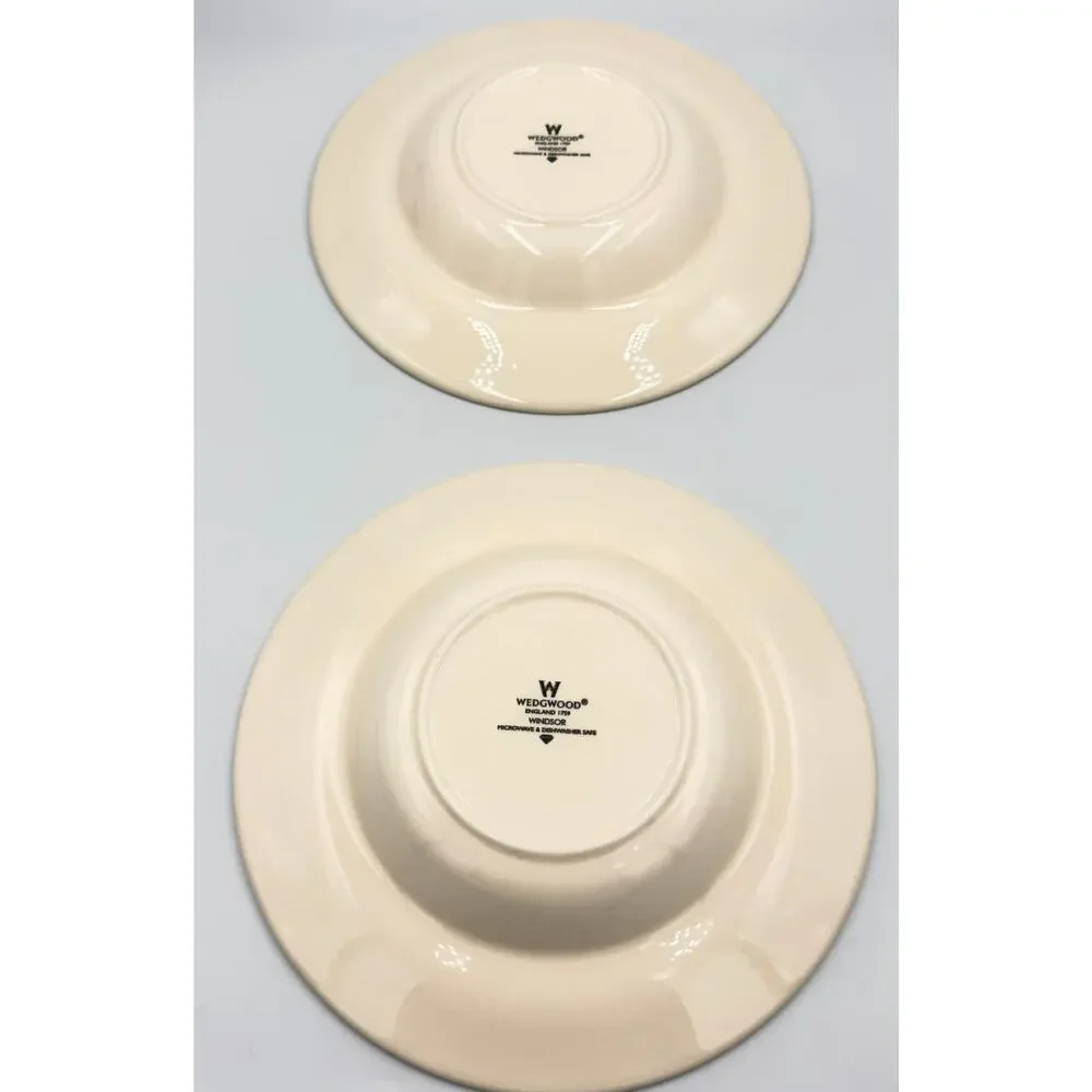 Wedgwood Windsor Rimmed 2pc Bowl Set Ribs & Dots Rim Large 9